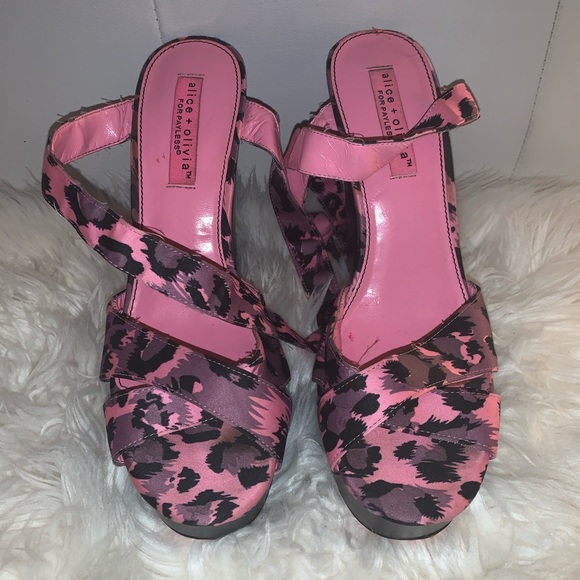 Pink Leopard Strappy Heels - Picture 2 of 5
